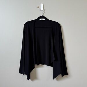 Sympli women’s black jersey material short cardigan sweater